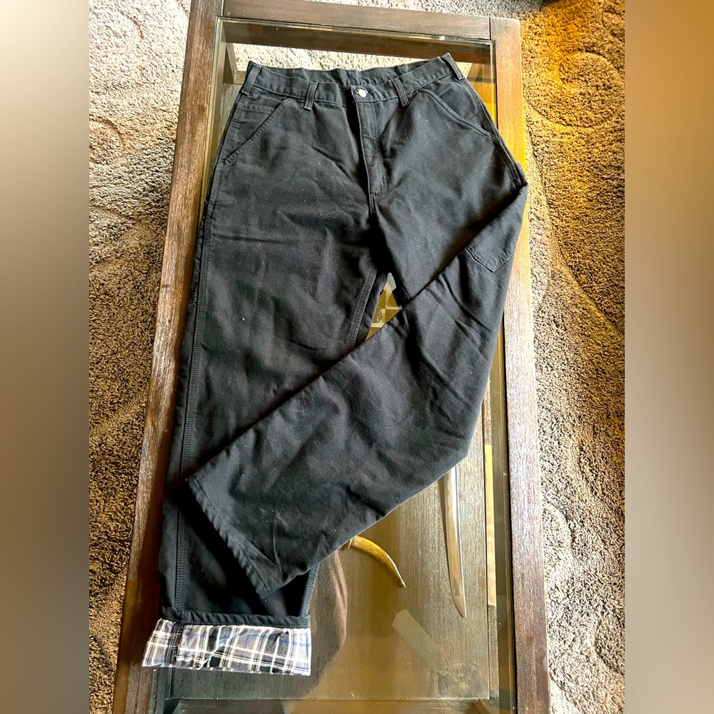34x32 flannel lined Black canvas Carhartt jeans new without tags